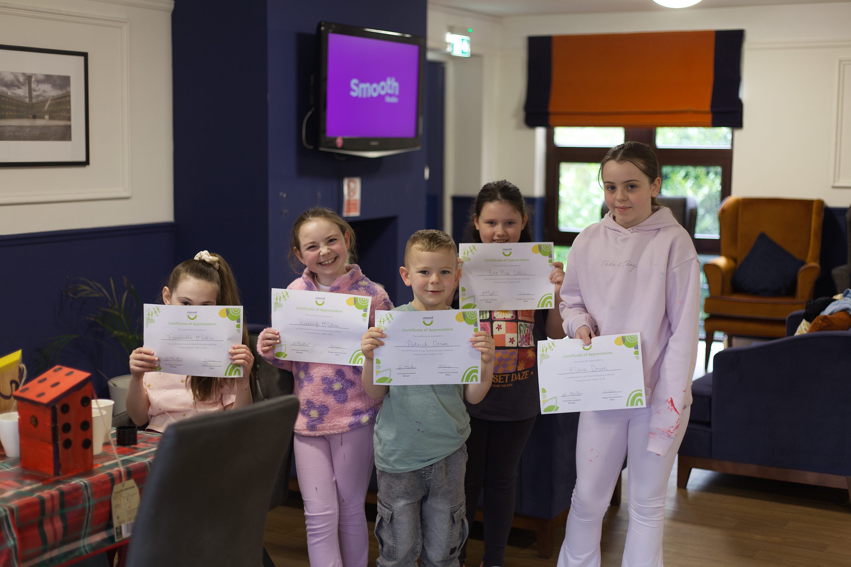 Riannagh and Fionnuala McGahan, Patrick Drum, Ena-Rose Collins, Keiva Drum