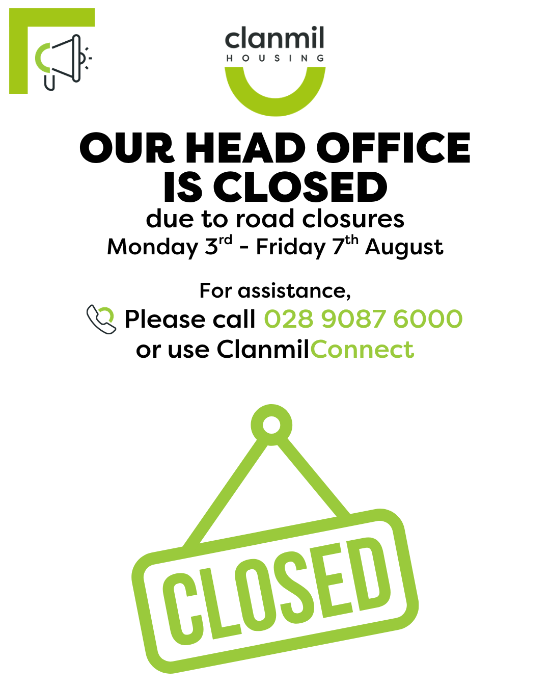 Our head office is closed